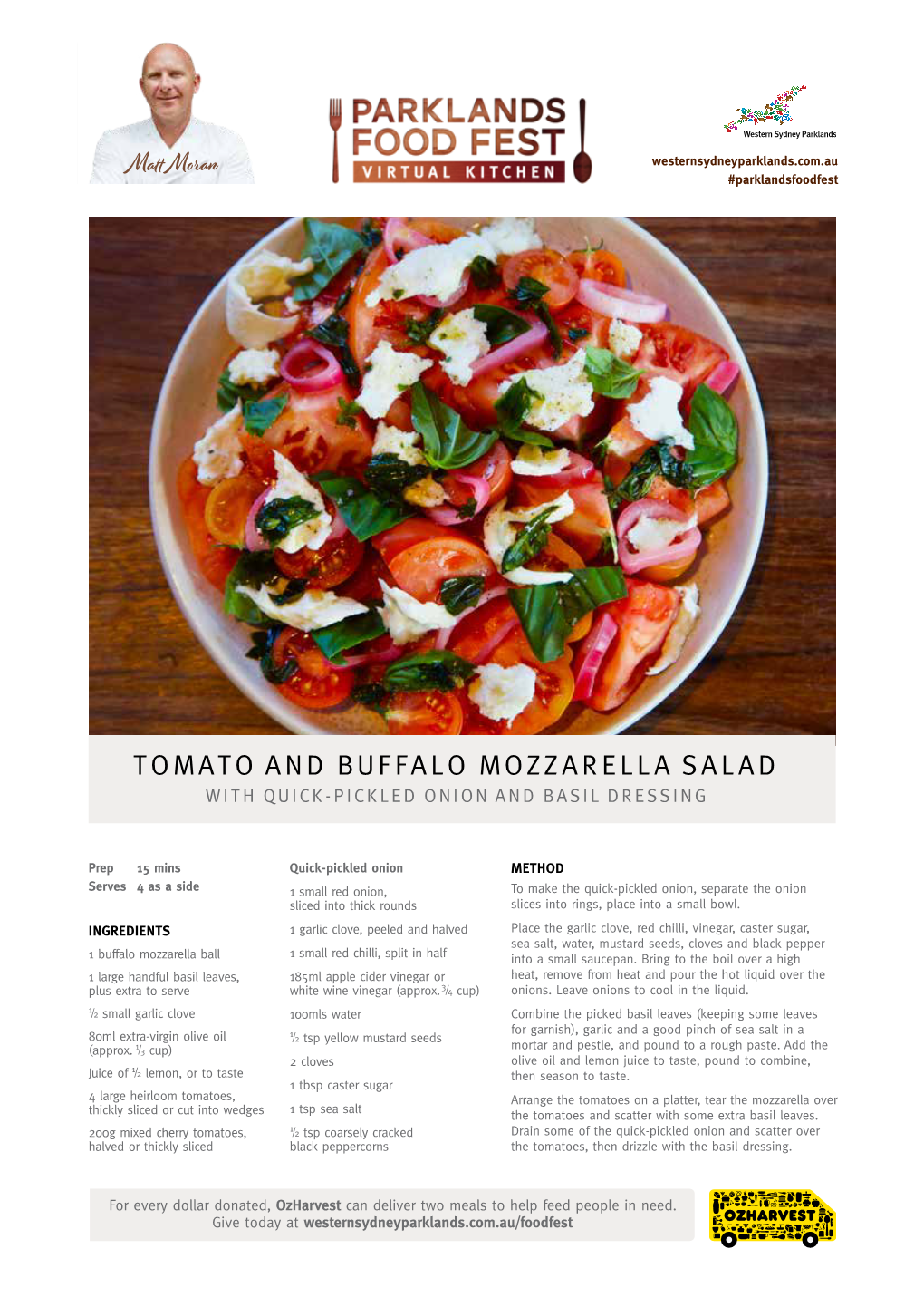 Tomato and Buffalo Mozzarella Salad with Quick-Pickled Onion and Basil Dressing