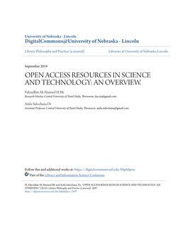 Open Access Resources in Science and Technology: an Overview
