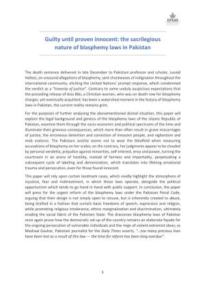 The Sacrilegious Nature of Blasphemy Laws in Pakistan