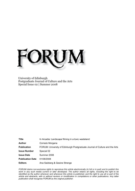 University of Edinburgh Postgraduate Journal of Culture and the Arts Special Issue 02 | Summer 2008