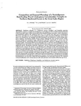 Coleoptera: Curculionidae) Complex in Northern Hardwood Forests in the Great Lakes Region