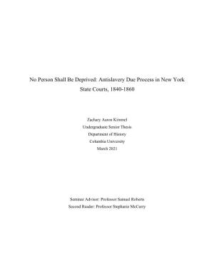 Antislavery Due Process in New York State Courts, 1840-1860