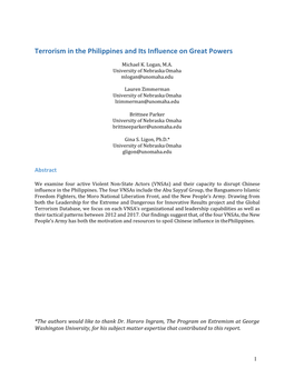 UNO Terrorism in the Philippines and Its Influence on Great Powers