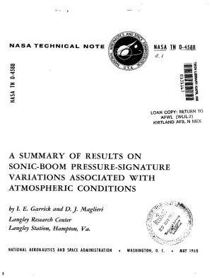 A Summary of Results on Sonic-Boom Pressure-Signature Variations Associated with Atmospheric Conditions