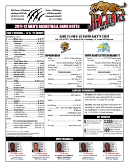 2011-12 Men's Basketball Game Notes