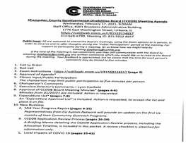 Champaign County Developmental Disabilities Board (CCDDB) FROM: Lynn Canfield, Executive Director SUBJECT: Agency Updates on COVID-19 Background