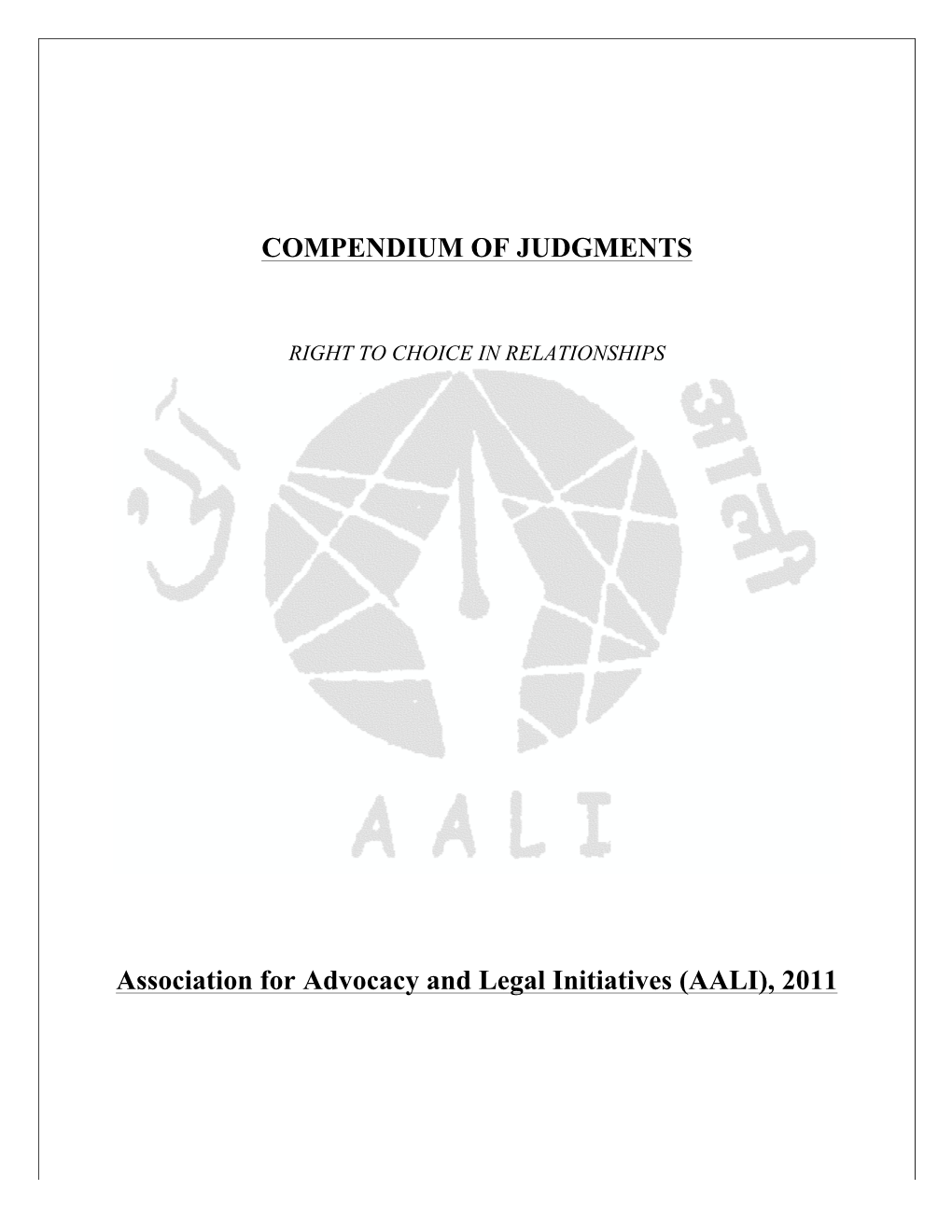 COMPENDIUM of JUDGMENTS Association for Advocacy and Legal