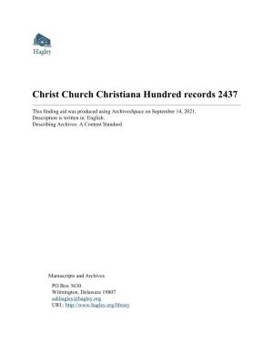 Christ Church Christiana Hundred Records 2437