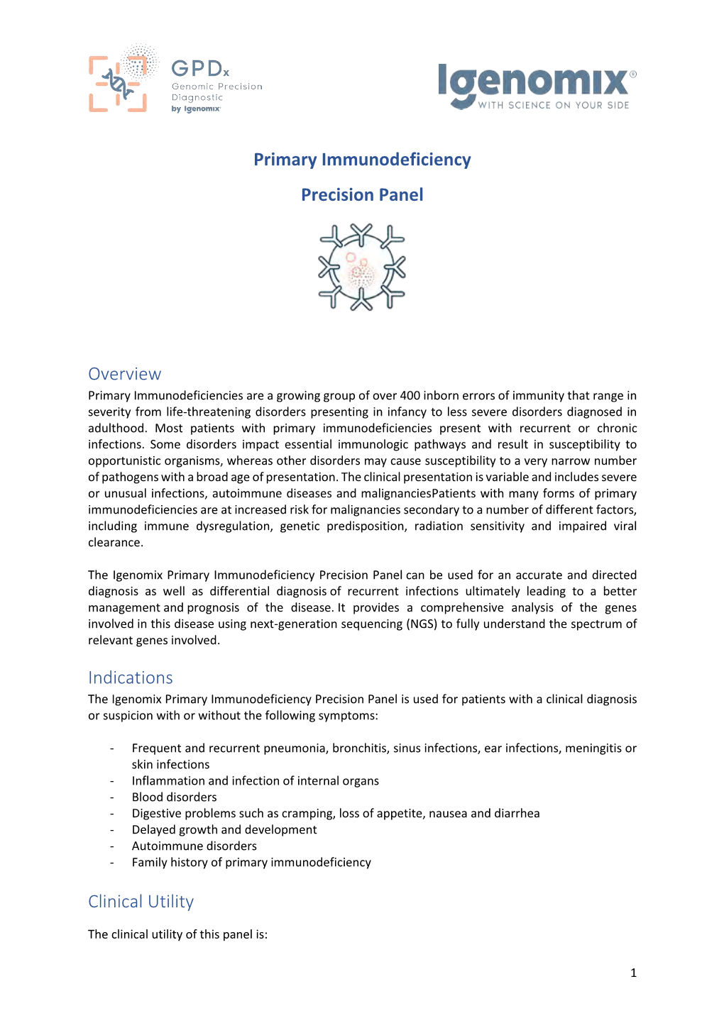 Primary Immunodeficiency Precision Panel Overview Indications