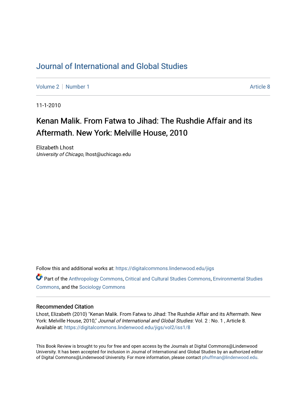 Kenan Malik. from Fatwa to Jihad: the Rushdie Affair and Its Aftermath