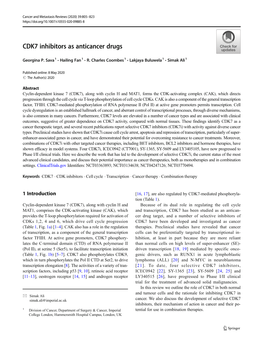 CDK7 Inhibitors As Anticancer Drugs