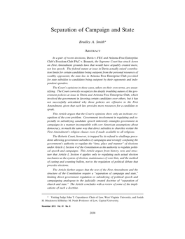 Separation of Campaign and State