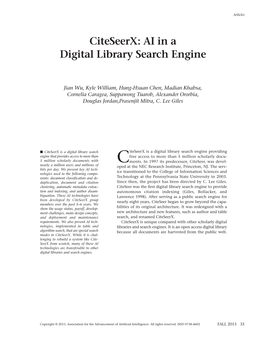 Citeseerx: AI in a Digital Library Search Engine