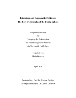 Literature and Democratic Criticism: the Post-9/11 Novel and the Public Sphere