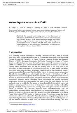 Astrophysics Research at DAP