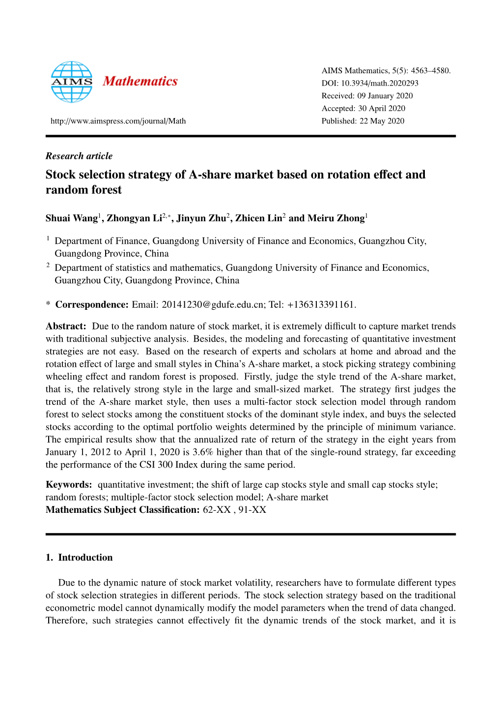 Stock Selection Strategy of A-Share Market Based on Rotation Effect And