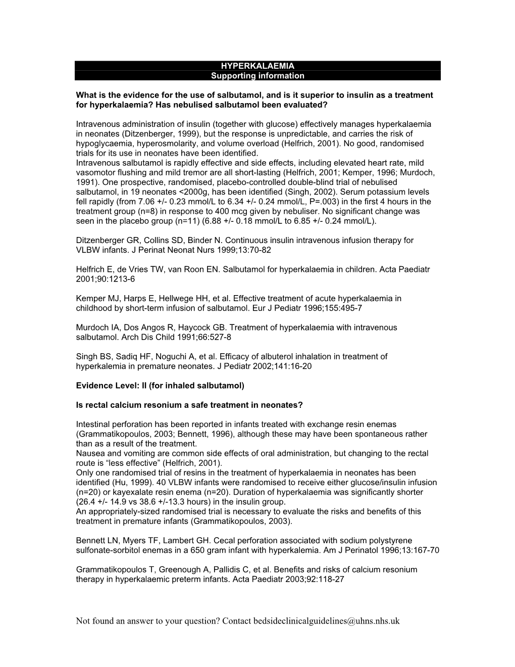 Hyperkalaemia in Neonates