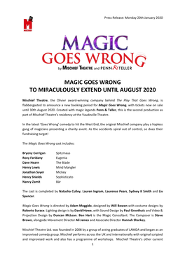 Magic Goes Wrong to Miraculously Extend Until August 2020