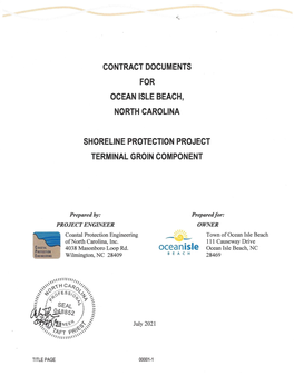 Contract Documents for Ocean Isle Beach, North Carolina Shoreline