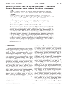 Resonant Ultrasound Spectroscopy for Measurement of Mechanical Damping: Comparison with Broadband Viscoelastic Spectroscopy T