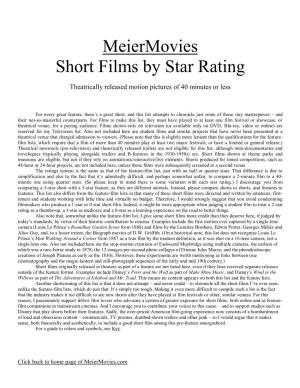 Meiermovies Short Films by Star Rating