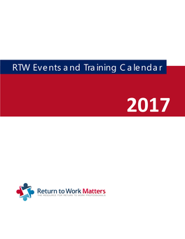 RTW Events and Training Calendar