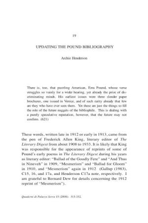 Updating the Pound Bibliography