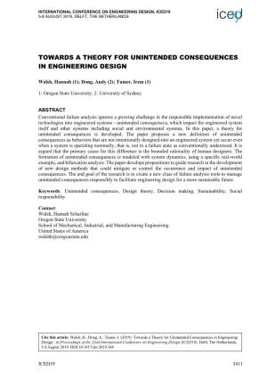 Towards a Theory for Unintended Consequences in Engineering Design