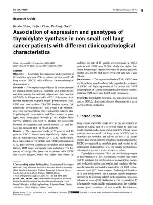 Association of Expression and Genotypes of Thymidylate Synthase in Non-Small Cell Lung Cancer Patients with Diﬀerent Clinicopathological Characteristics