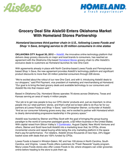 Grocery Deal Site Aisle50 Enters Oklahoma Market with Homeland Stores Partnership