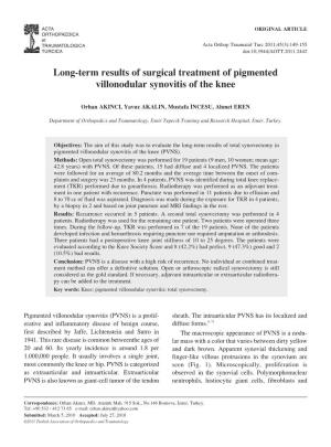 Long-Term Results of Surgical Treatment of Pigmented Villonodular Synovitis of the Knee