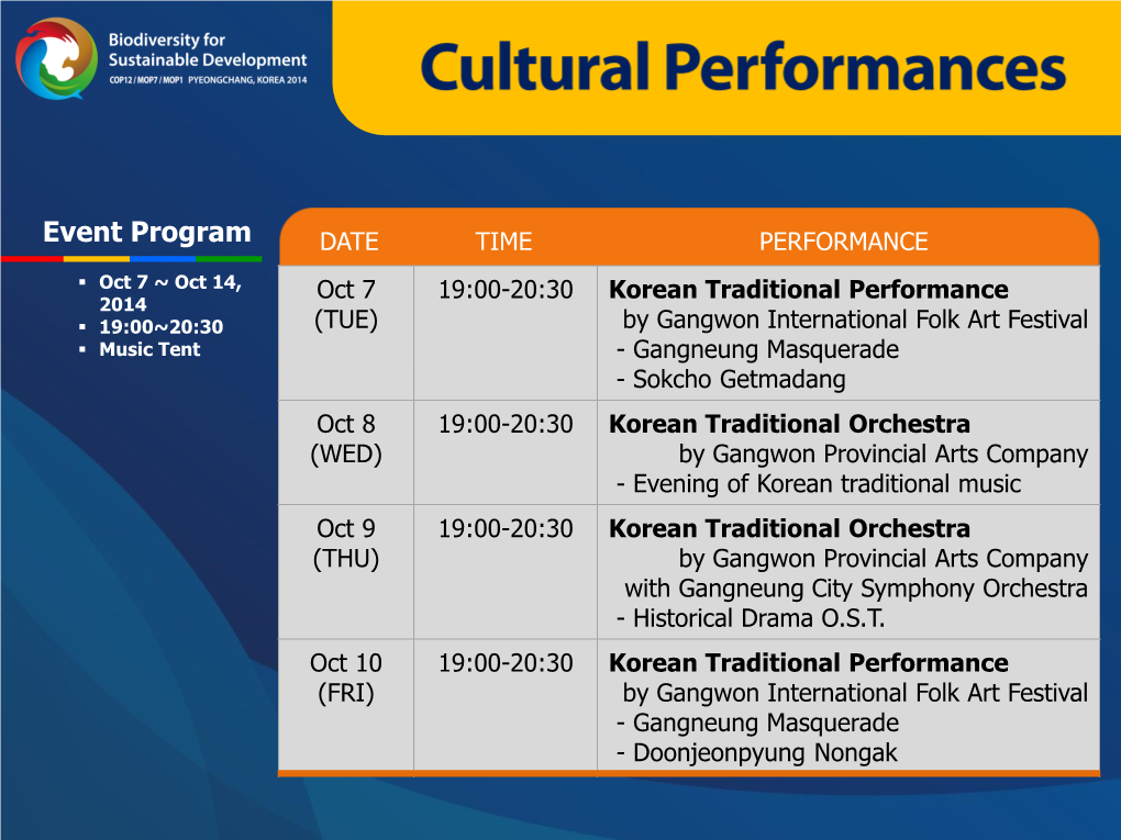 Presentation of Cultural Events by Gangwon Province, Taking Place At