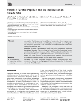 Variable Parotid Papillue and Its Implication in Sialadenitis