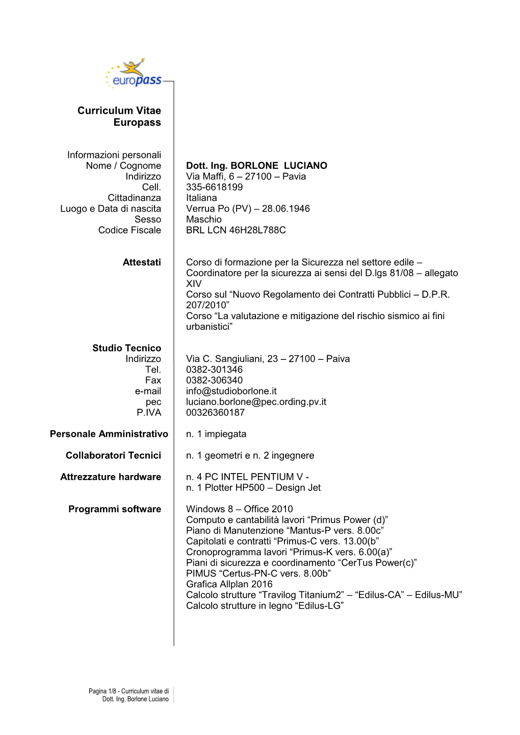 Curriculum Vitae Europass