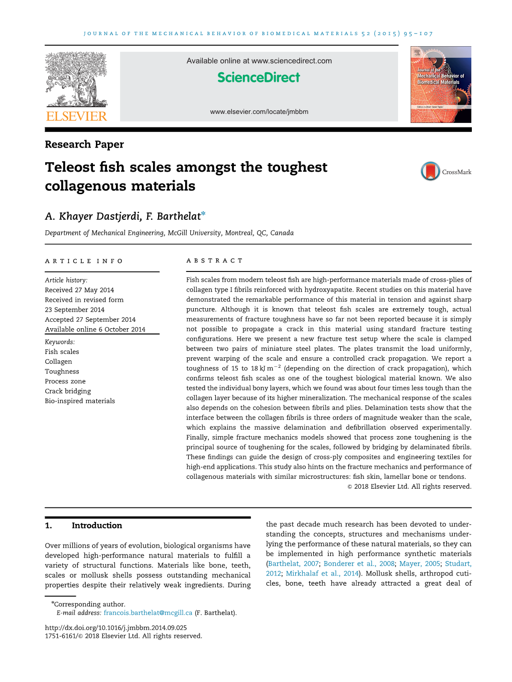 Teleost Fish Scales Amongst the Toughest Collagenous Materials