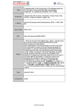 Title Characterization of the Linoleic Acid Δ9 Hydratase Catalyzing the First Step of Polyunsaturated Fatty Acid Saturation