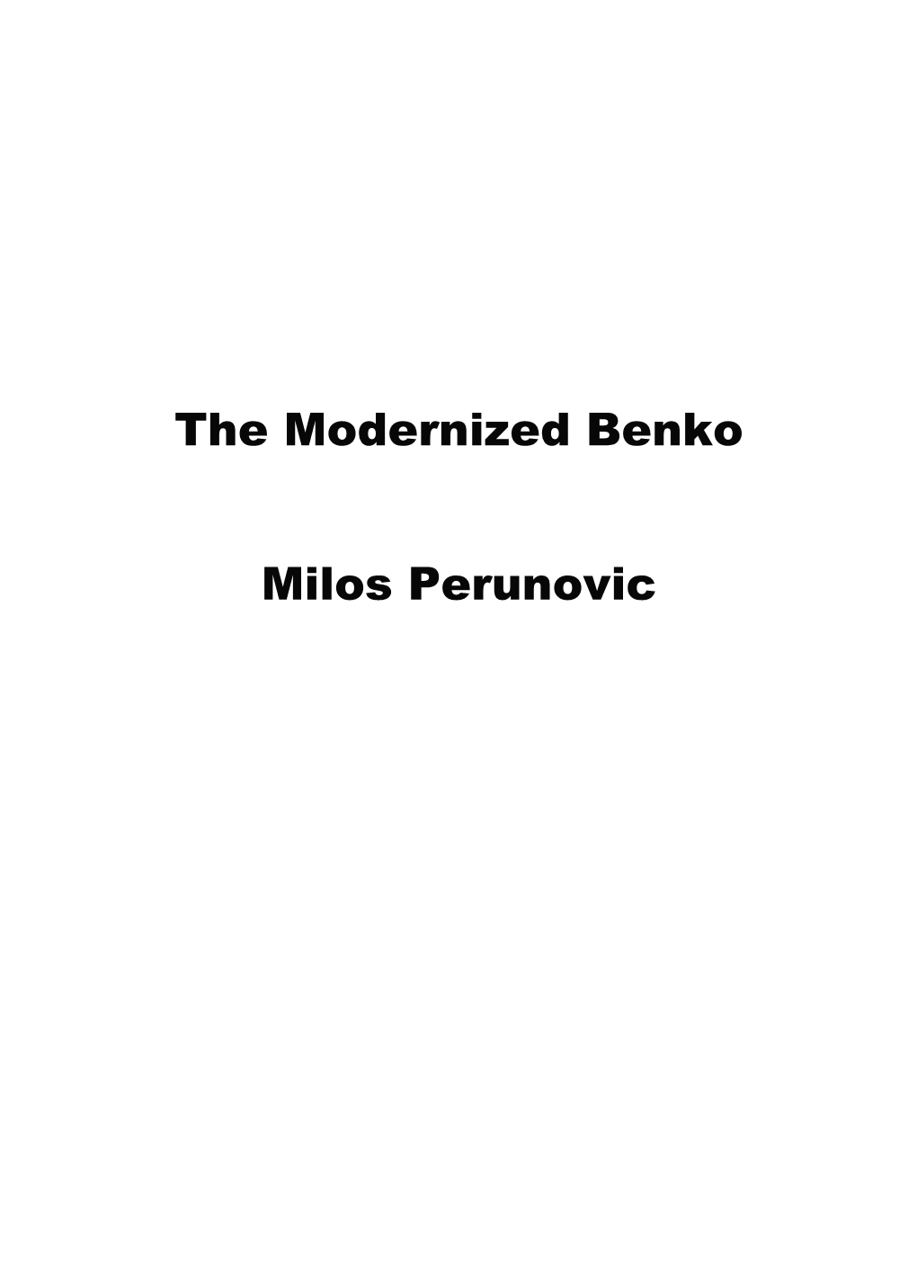 The Modernized Benko Gambit