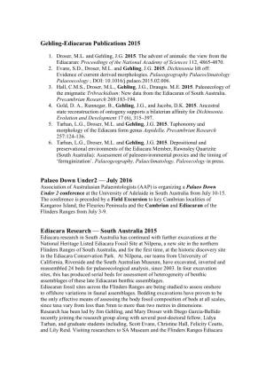 Gehling-Ediacaran Publications 2015 Palaeo Down Under2