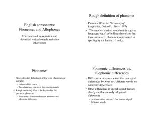 Phonemes and Allophones of English Consonants