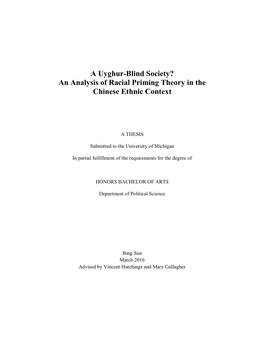 A Uyghur-Blind Society? an Analysis of Racial Priming Theory in the Chinese Ethnic Context