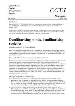 Demilitarising Minds, Demilitarising Societies a Discussion Paper by Howard Clark