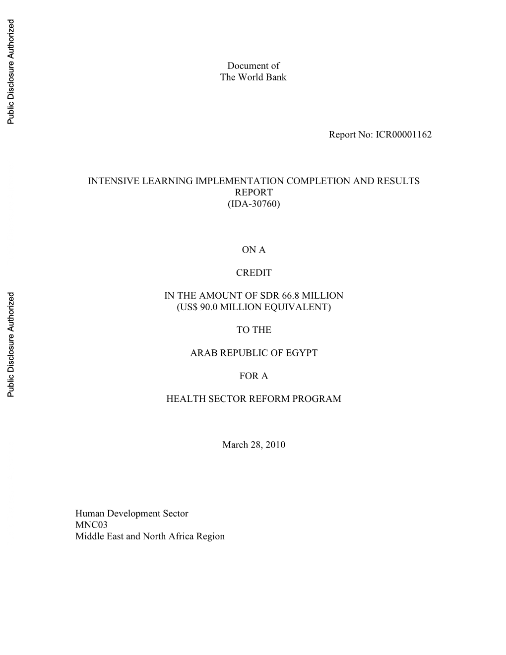 Health Sector Reform Program Implementation Completion Report MOH Version