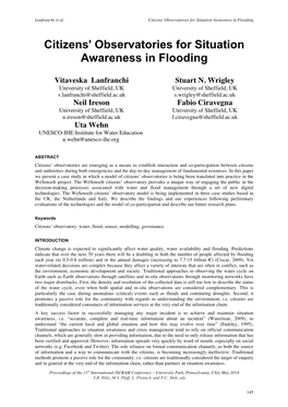 Citizens' Observatories for Situation Awareness in Flooding