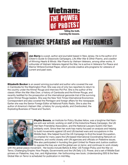 CONFERENCE SPEAKERS and PERFORMERS