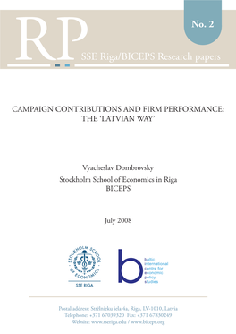 Campaign Contributions and Firm Performance: the ‘Latvian Way’