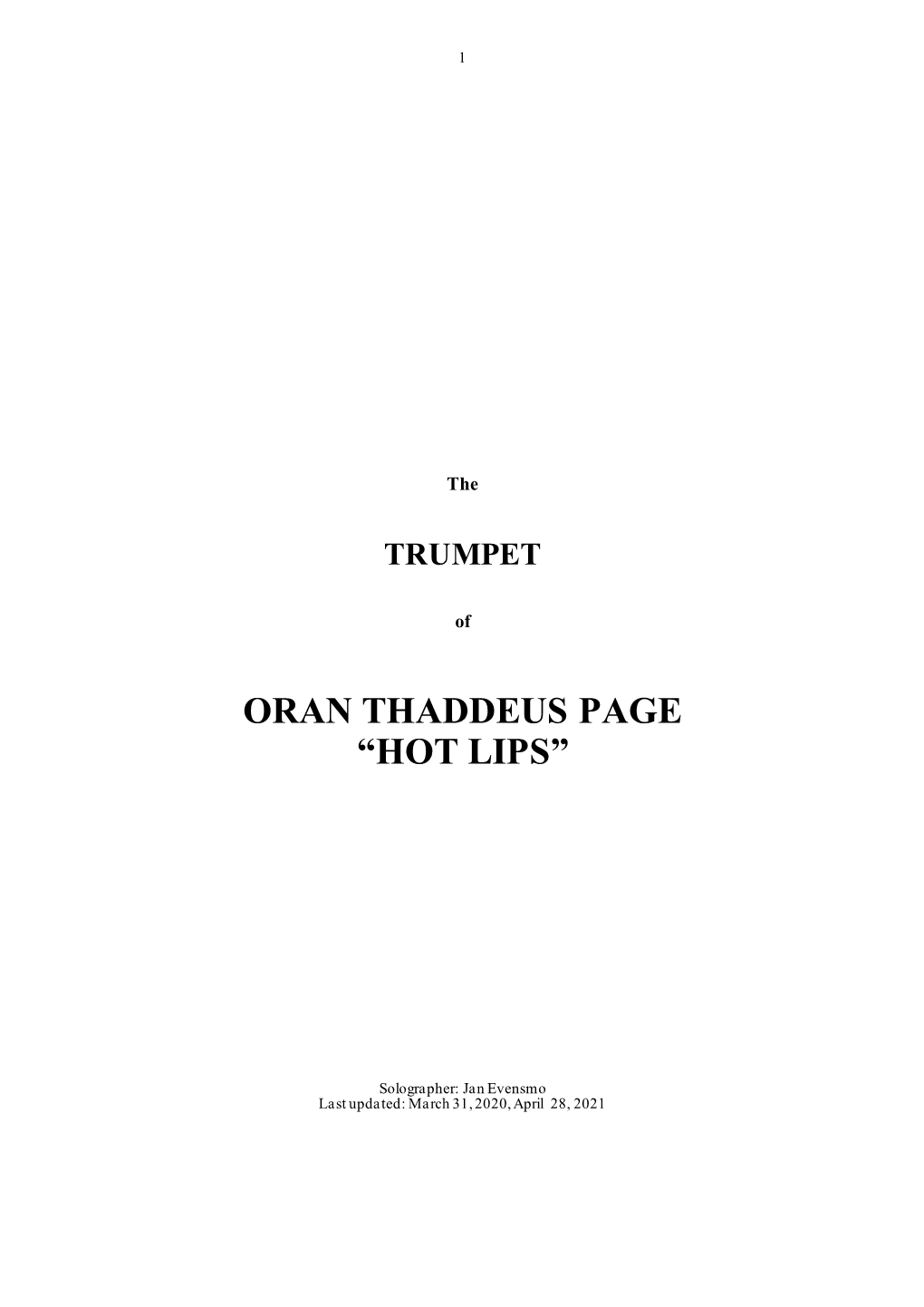 Oran Thaddeus Page “Hot Lips”