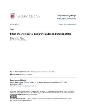 Effect of Solvent on 1,3-Dipolar Cycloaddition Transition States