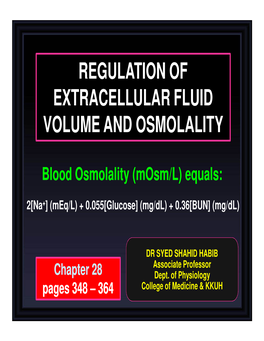 Regulation of Extracellular Fluid Volume and Osmolality