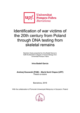 Identification of War Victims of the 20Th Century from Poland Through DNA Testing from Skeletal Remains