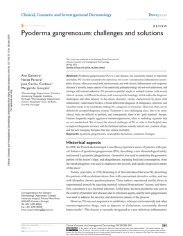 Pyoderma Gangrenosum: Challenges and Solutions